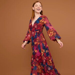 Mixed by Nasrin Long Sleeve Maxi Dress in Vesper